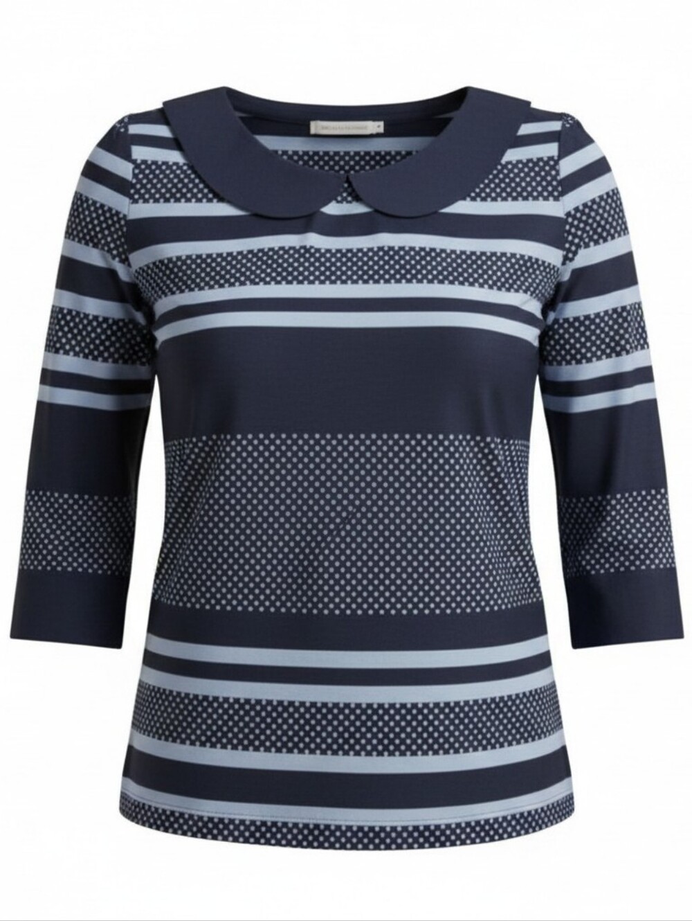 MODCLOTH | Peter Pan Collar Navy Stripe Polka Dot‎ Blouse Retro Preppy Top | M